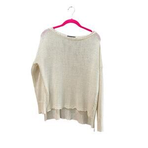Brandy Melville White Long Sleeves Chunky Knit Crew Neck Sweater Size OS